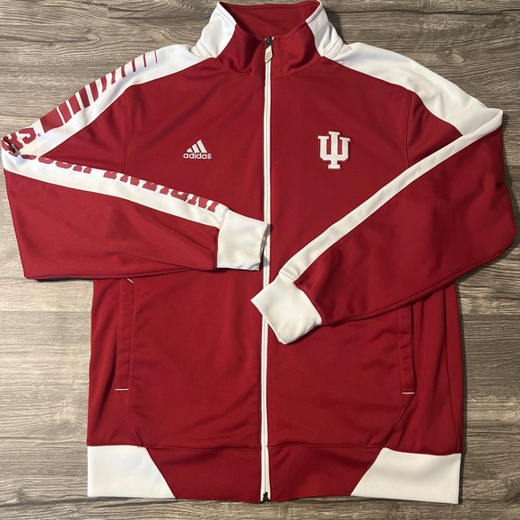 adidas Jackets & Blazers - Indiana Hoosiers Adidas Full Zip Red/White Soft Shell Jacket, Size Medium